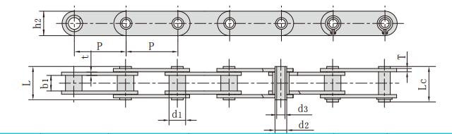 HP12.5鏈條參數(shù)規(guī)格_空心銷軸鏈條標尺寸圖紙