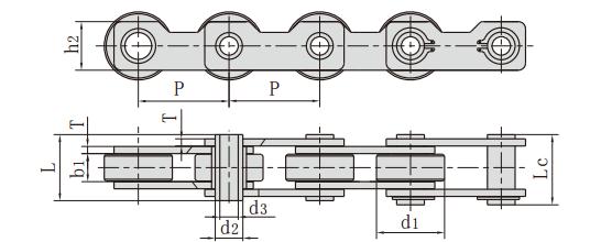 HB50.8F1鏈條參數(shù)規(guī)格_空心銷軸鏈條標尺寸圖紙
