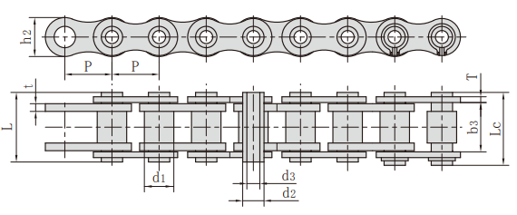 40HPF1-D3鏈條參數規格_空心銷軸鏈條標尺寸圖紙
